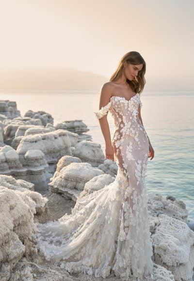 Off-the-Shoulder Floral Fit-and-Flare Gown by Lee Petra Grebenau