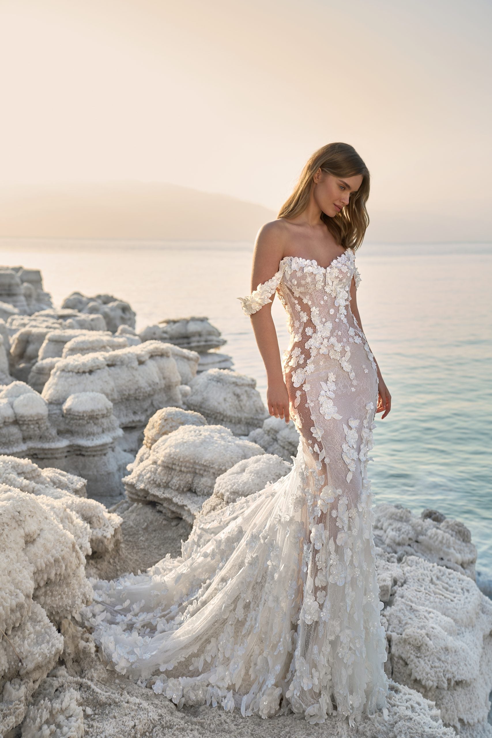 Off-the-Shoulder Floral Fit-and-Flare Gown by Lee Petra Grebenau - Image 1