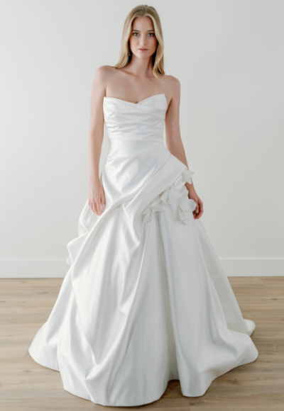 Chic And Simple Asymmetrical Strapless Ball Gown by Watters Designs
