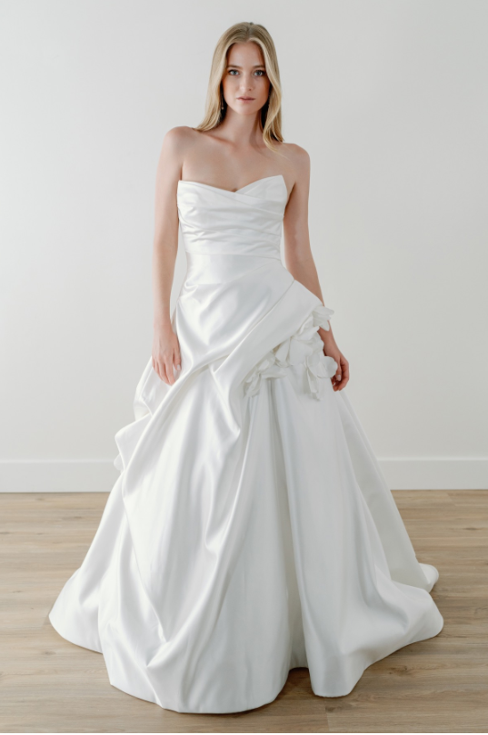 Chic And Simple Asymmetrical Strapless Ball Gown by Watters Designs - Image 1