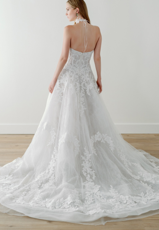 Delicate And Romantic Drop Waist Lace Ball Gown by Watters Designs - Image 2