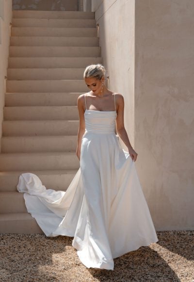 Simple Square-Neck A-Line Gown by Anna Campbell