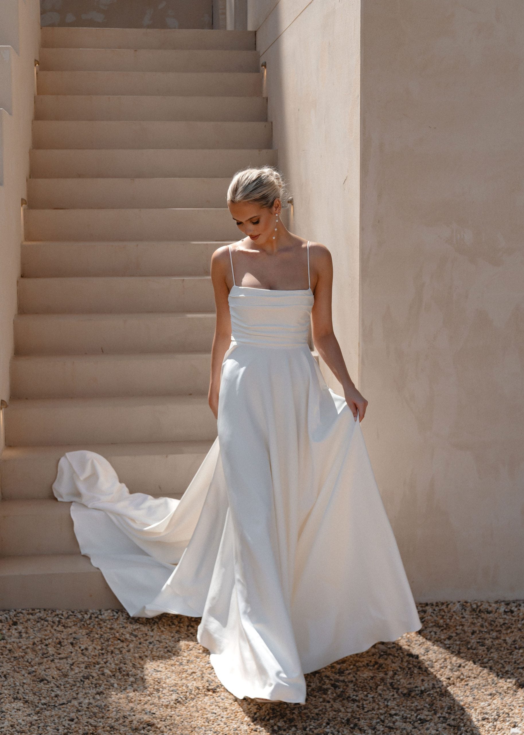 Simple Square-Neck A-Line Gown by Anna Campbell - Image 1
