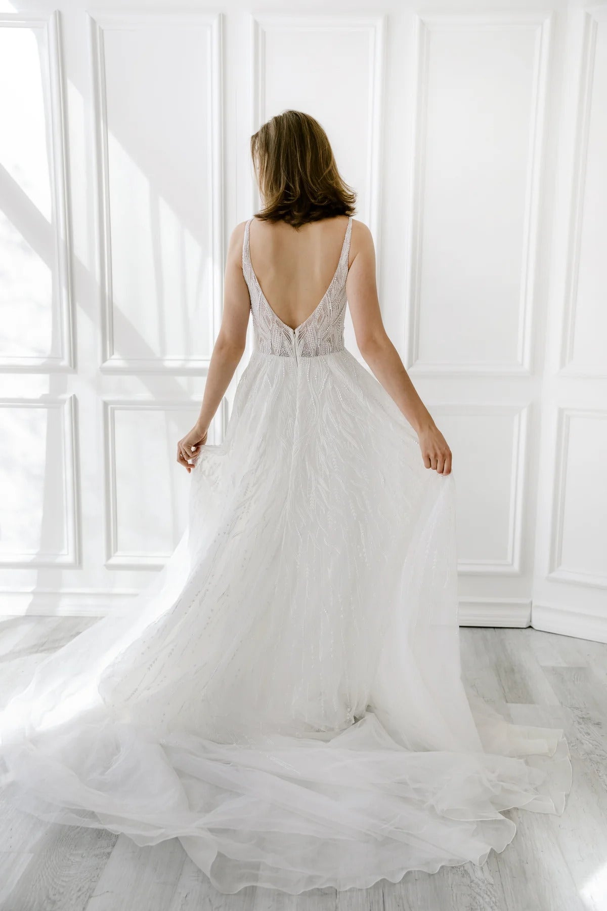 Pearl Embellished A-Line Gown by Enaura Bridal - Image 2