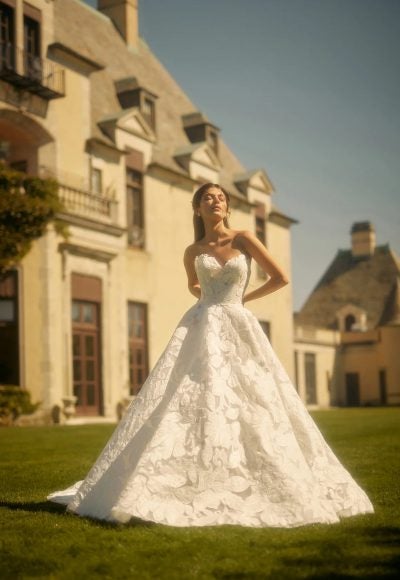 Grand Strapless Ball Gown With Organic Details by Enaura Bridal