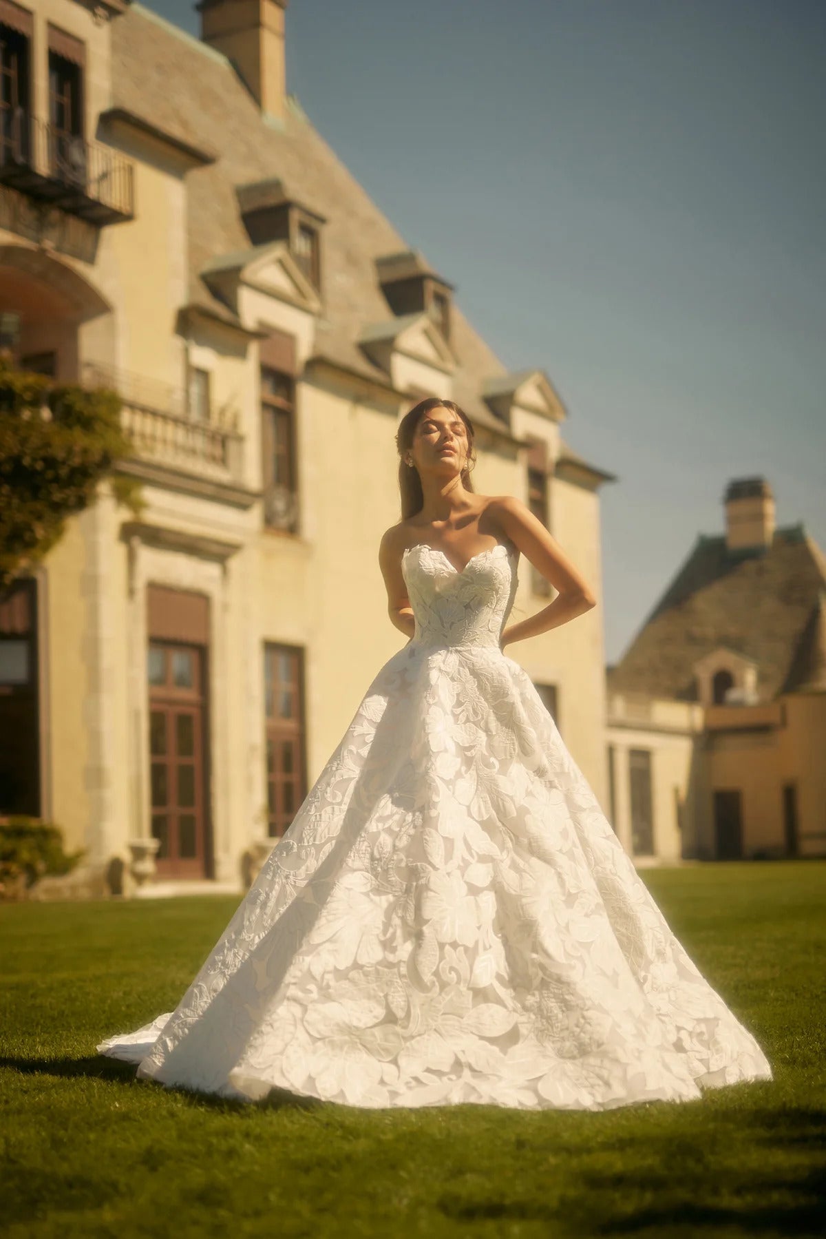 Grand Strapless Ball Gown With Organic Details by Enaura Bridal - Image 1