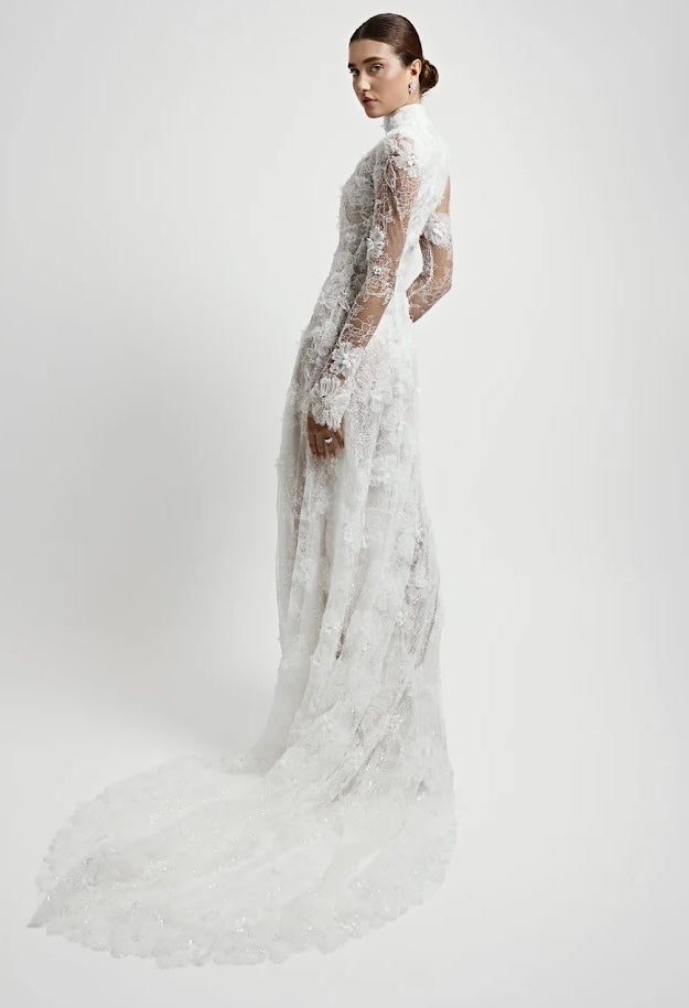 Floral Lace Long Sleeve Sheath Gown by Jaclyn Whyte - Image 2