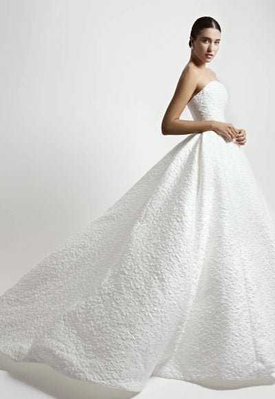 Timeless And Romantic Strapless Jacquard Ball Gown by Jaclyn Whyte