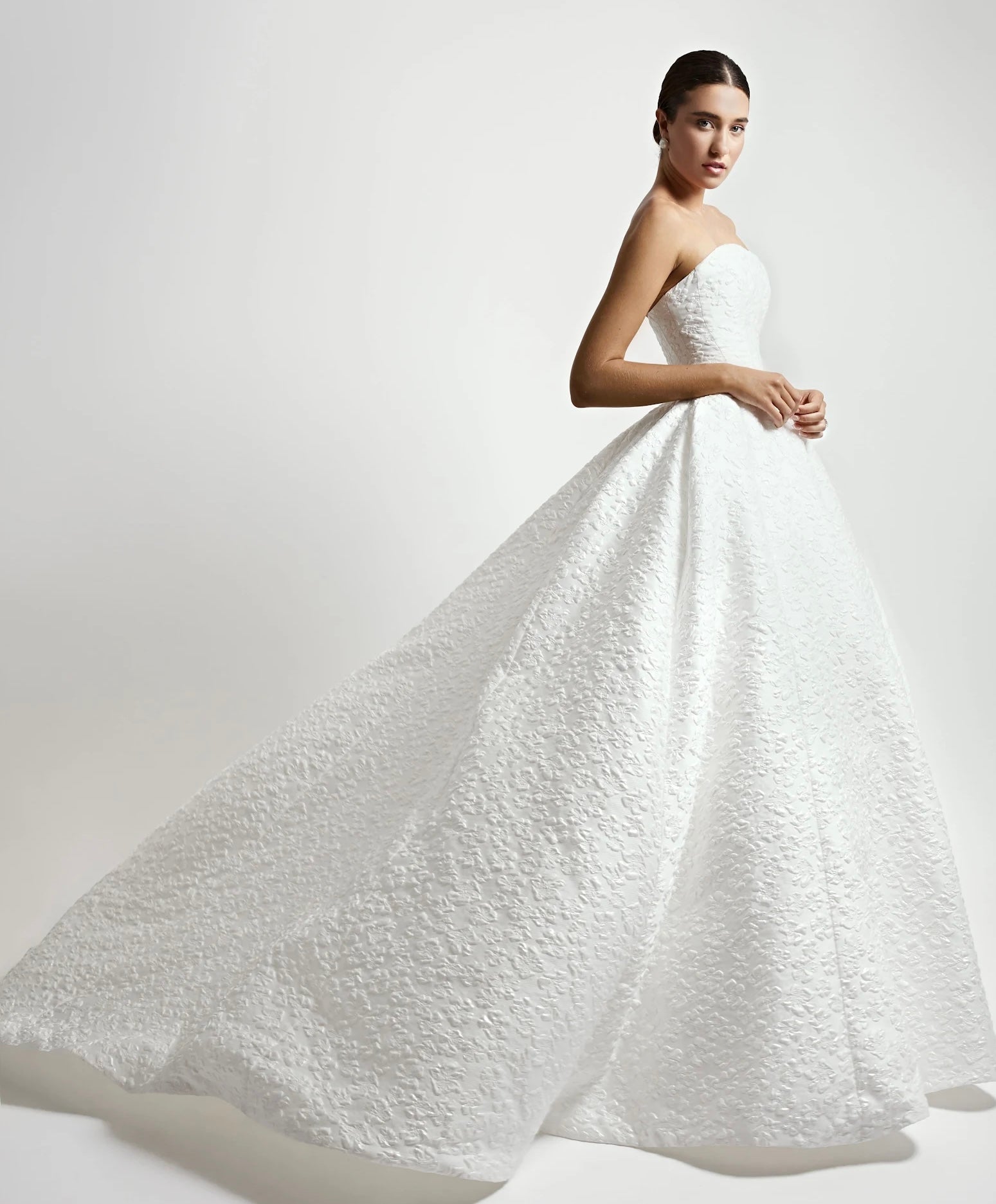 Timeless And Romantic Strapless Jacquard Ball Gown by Jaclyn Whyte - Image 1