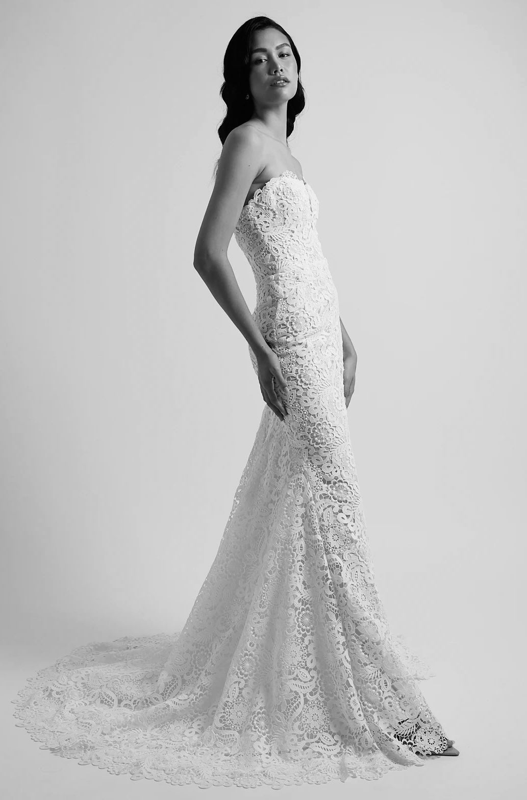 Strapless Guipure Lace Sheath Gown by Jaclyn Whyte - Image 2