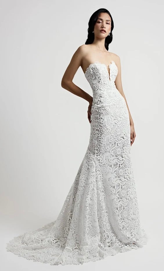 Strapless Guipure Lace Sheath Gown by Jaclyn Whyte - Image 1