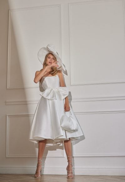 Satin Bridal Hat With Bow by REVEAL by Tal Kedem