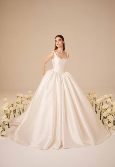 Dramatic And Elegant Basque Waist Ball Gown by Nicole + Felicia