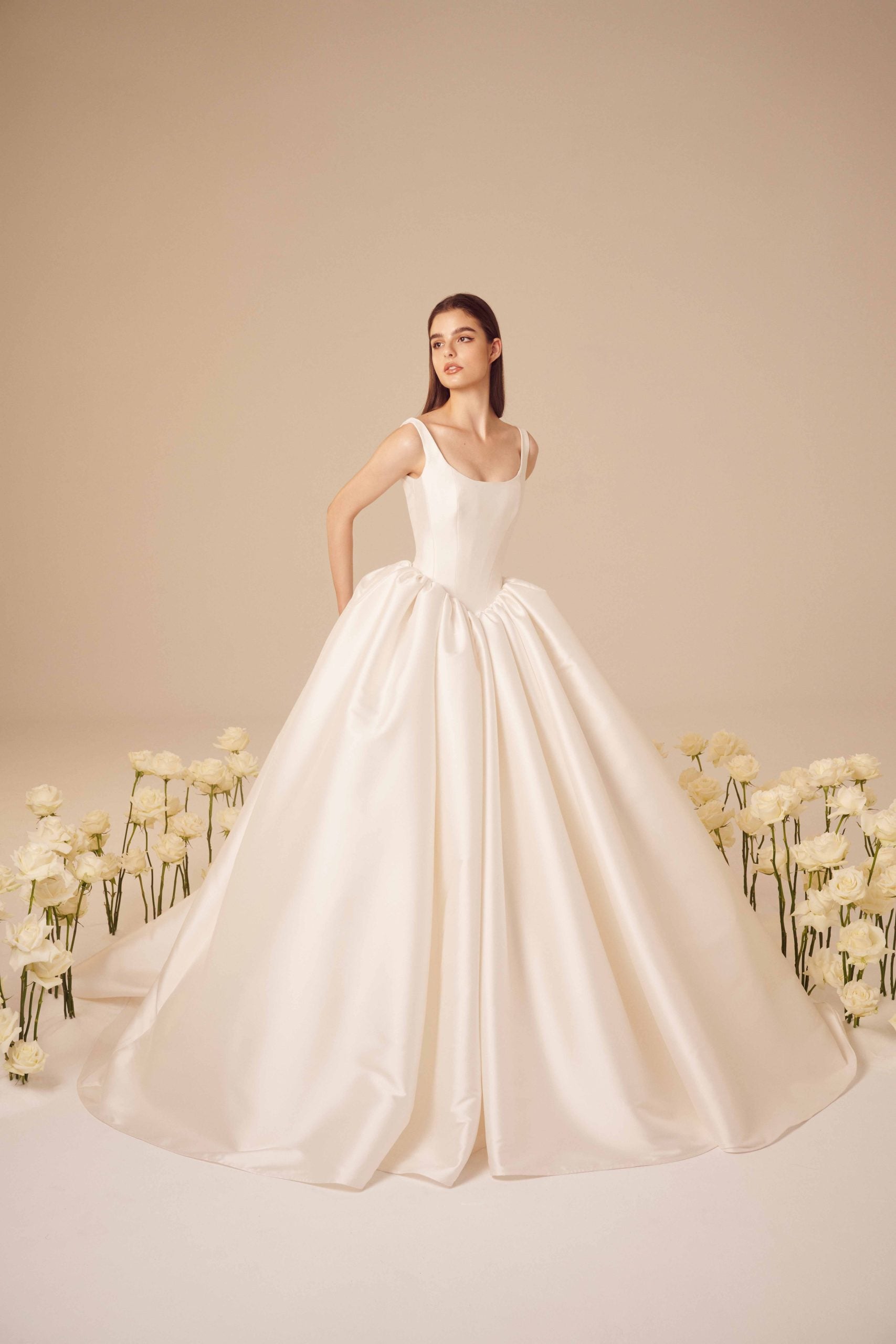 Dramatic And Elegant Basque Waist Ball Gown by Nicole + Felicia - Image 1