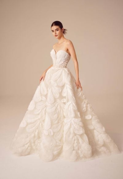 Strapless Textured Organza Ball Gown by Nicole + Felicia