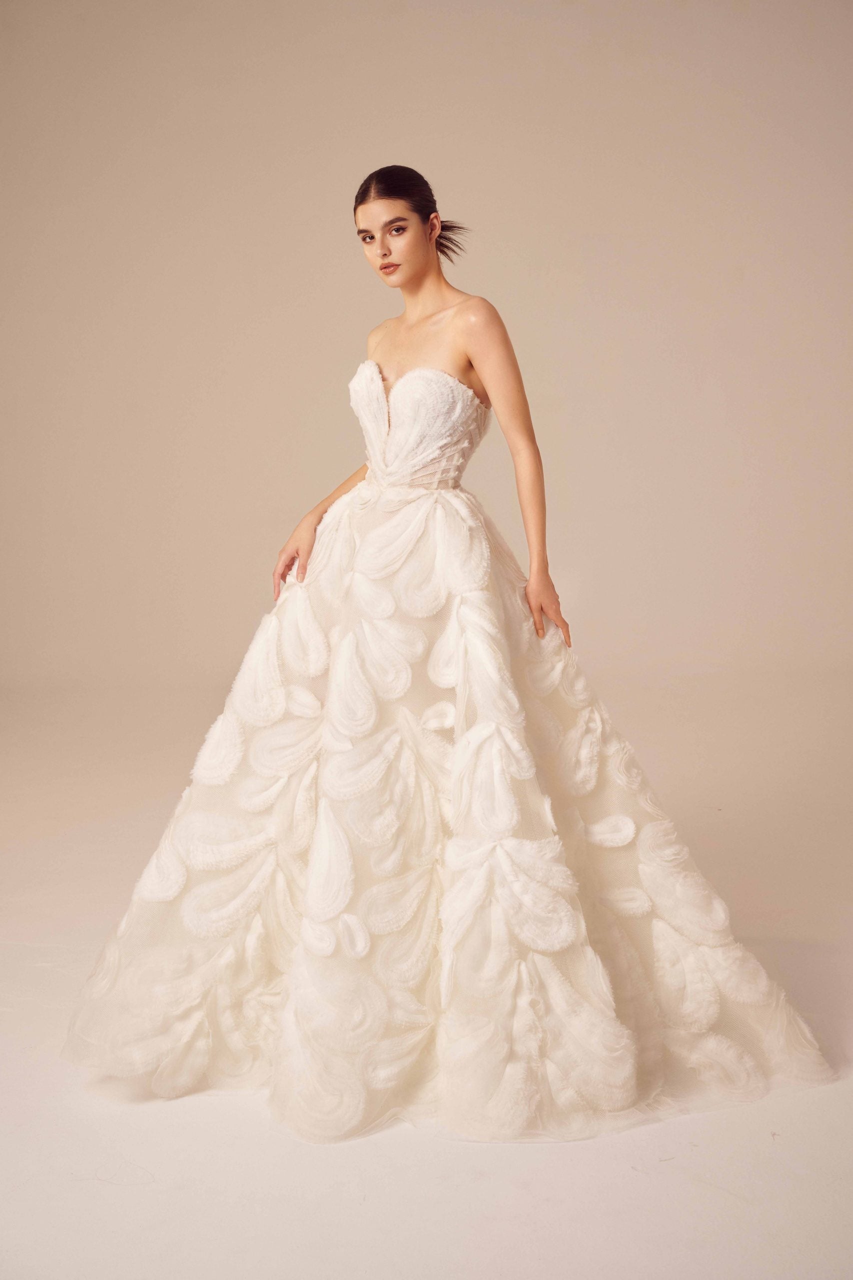 Strapless Textured Organza Ball Gown by Nicole + Felicia - Image 1
