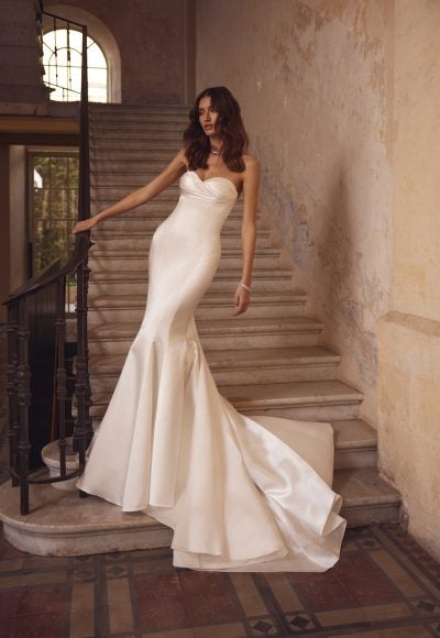 Chic And Simple Strapless Fit-and-Flare Wedding Dress by Love by Pnina Tornai