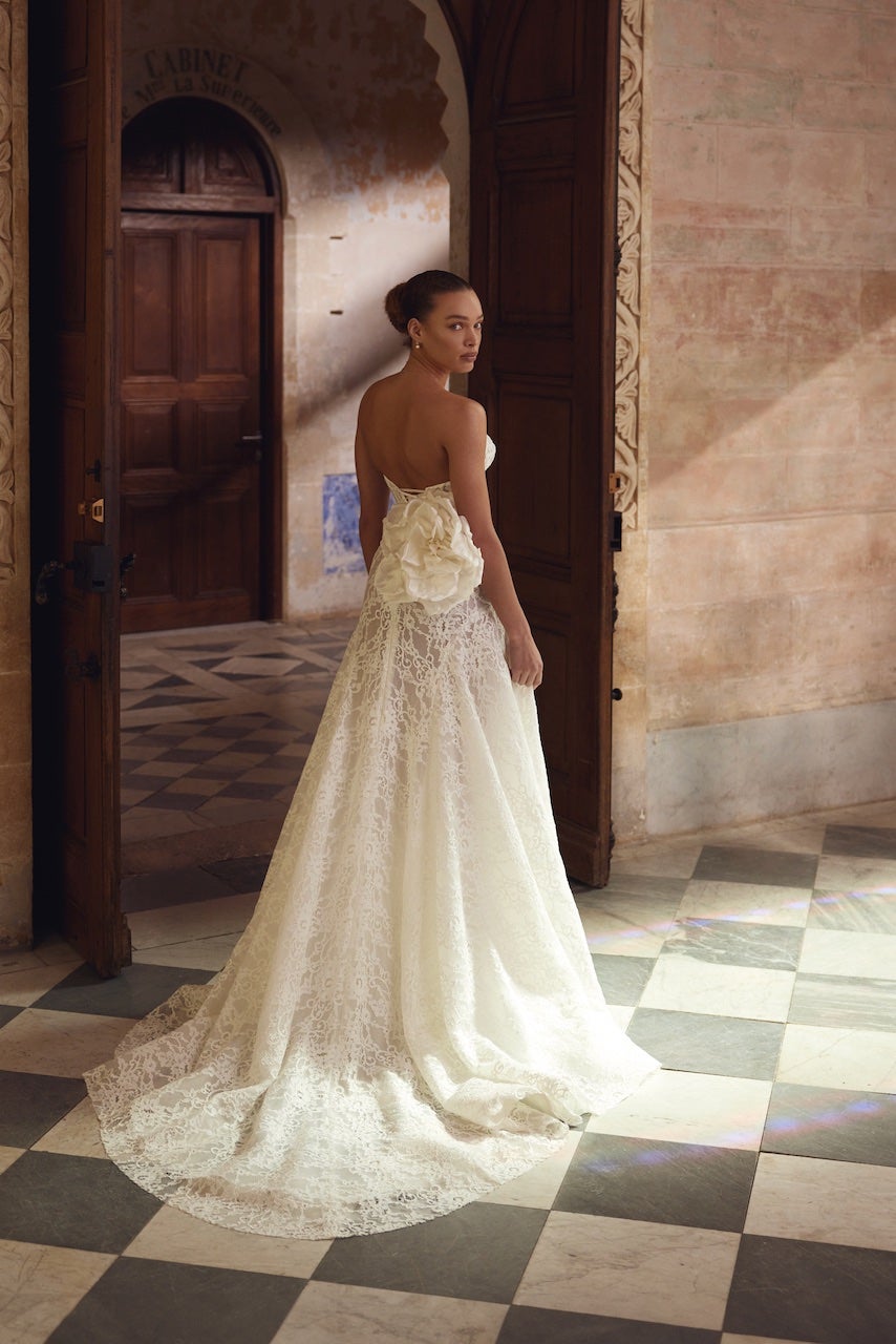 Dropped-Waist Lace A-Line Wedding Dress by Love by Pnina Tornai - Image 2