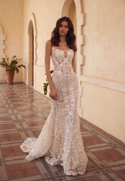 Embellished Fit-and-Flare Gown With Detachable Overskirt by Love by Pnina Tornai