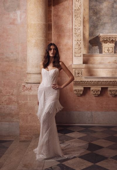 Beaded Sheath Gown With Open Back by Love by Pnina Tornai
