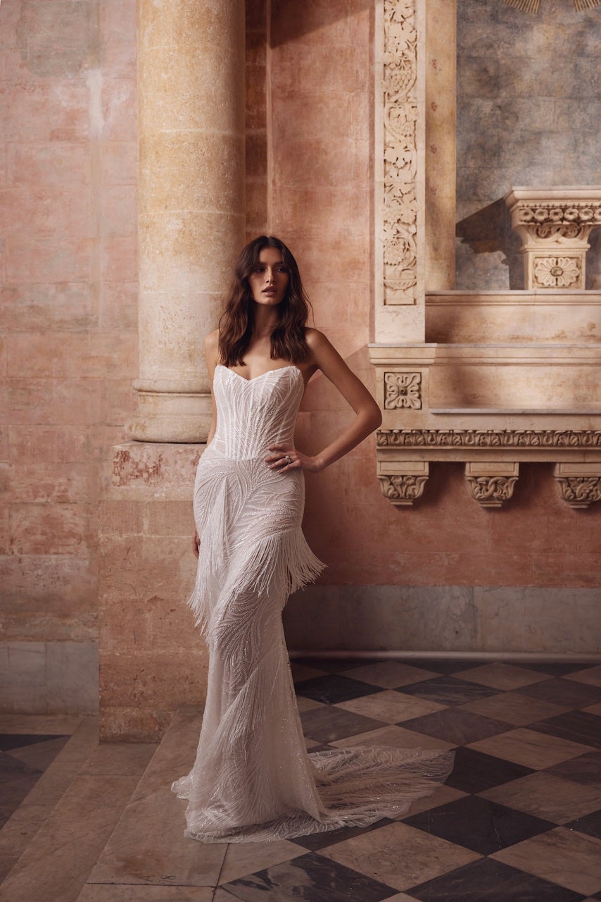 Beaded Sheath Gown With Open Back by Love by Pnina Tornai - Image 1
