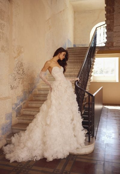Drop Waist Textured Tulle Ball Gown by Love by Pnina Tornai
