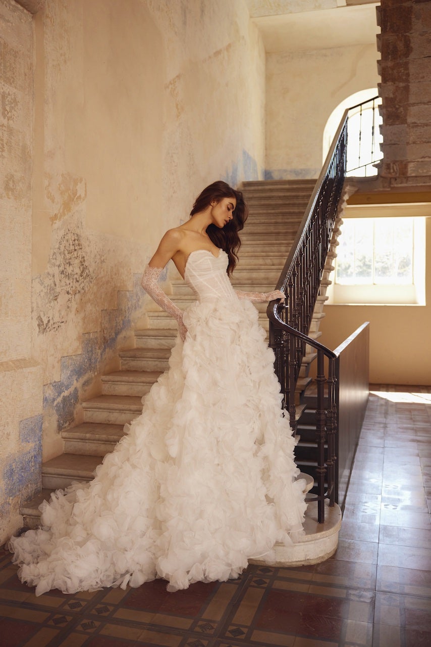 Drop Waist Textured Tulle Ball Gown by Love by Pnina Tornai - Image 1