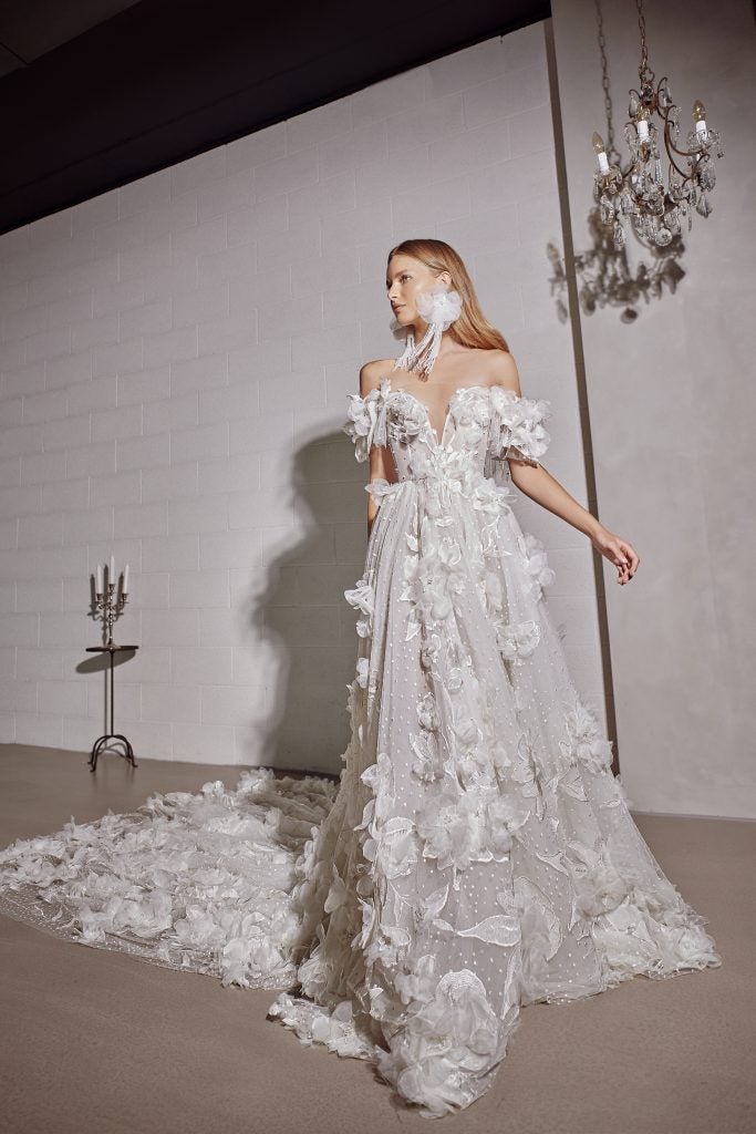 Off-The-Shoulder A-Line Wedding Dress Kleinfeld Bridal