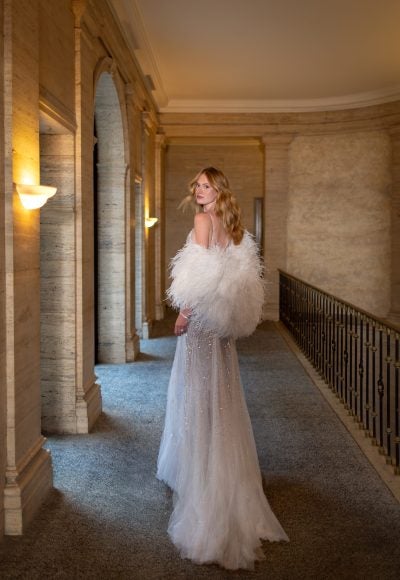 Crystal-Embellished Fit-and-Flare Wedding Dress by Pnina Tornai - Image 3