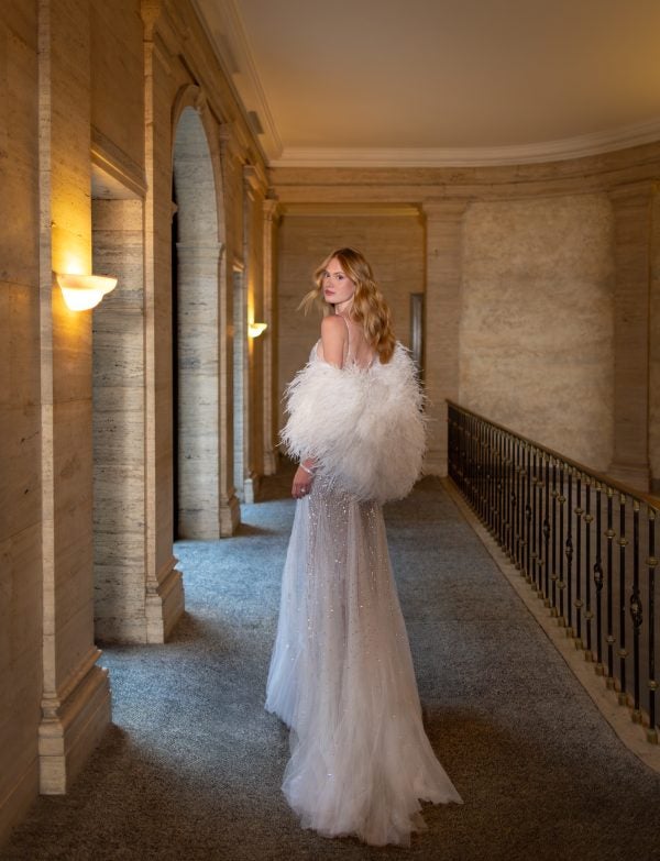 Crystal-Embellished Fit-and-Flare Wedding Dress by Pnina Tornai - Image 3