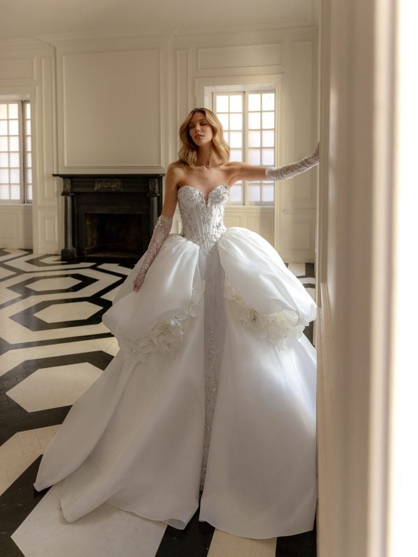 Dramatic And Sophisticated Embellished Silk Mikado Ball Gown by Pnina Tornai - Image 1