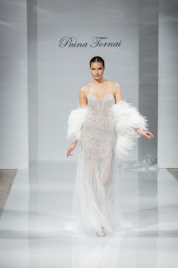 Crystal-Embellished Fit-and-Flare Wedding Dress by Pnina Tornai - Image 5