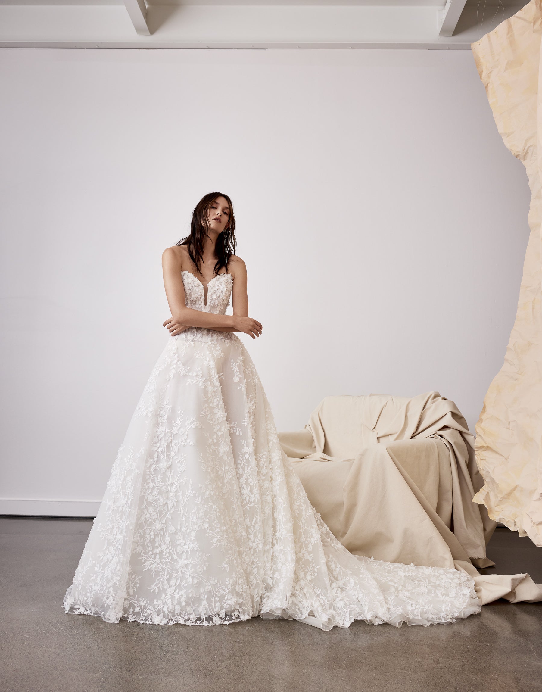Strapless Lace Ball Gown With Buttons | Kleinfeld Bridal