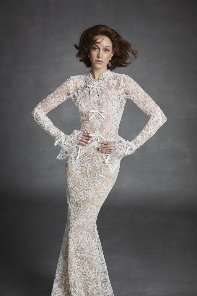 Long Sleeve Fit-and-Flare Dress | Kleinfeld Bridal