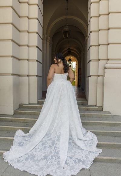 Plus-Size Romantic Floral-Embossed Organza Ball Gown by Essense of Australia - Image 2