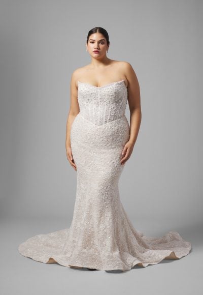 Plus-Size Fit-and-Flare Wedding Dress With Detachable Sleeves by Blanche Bridal - Image 2