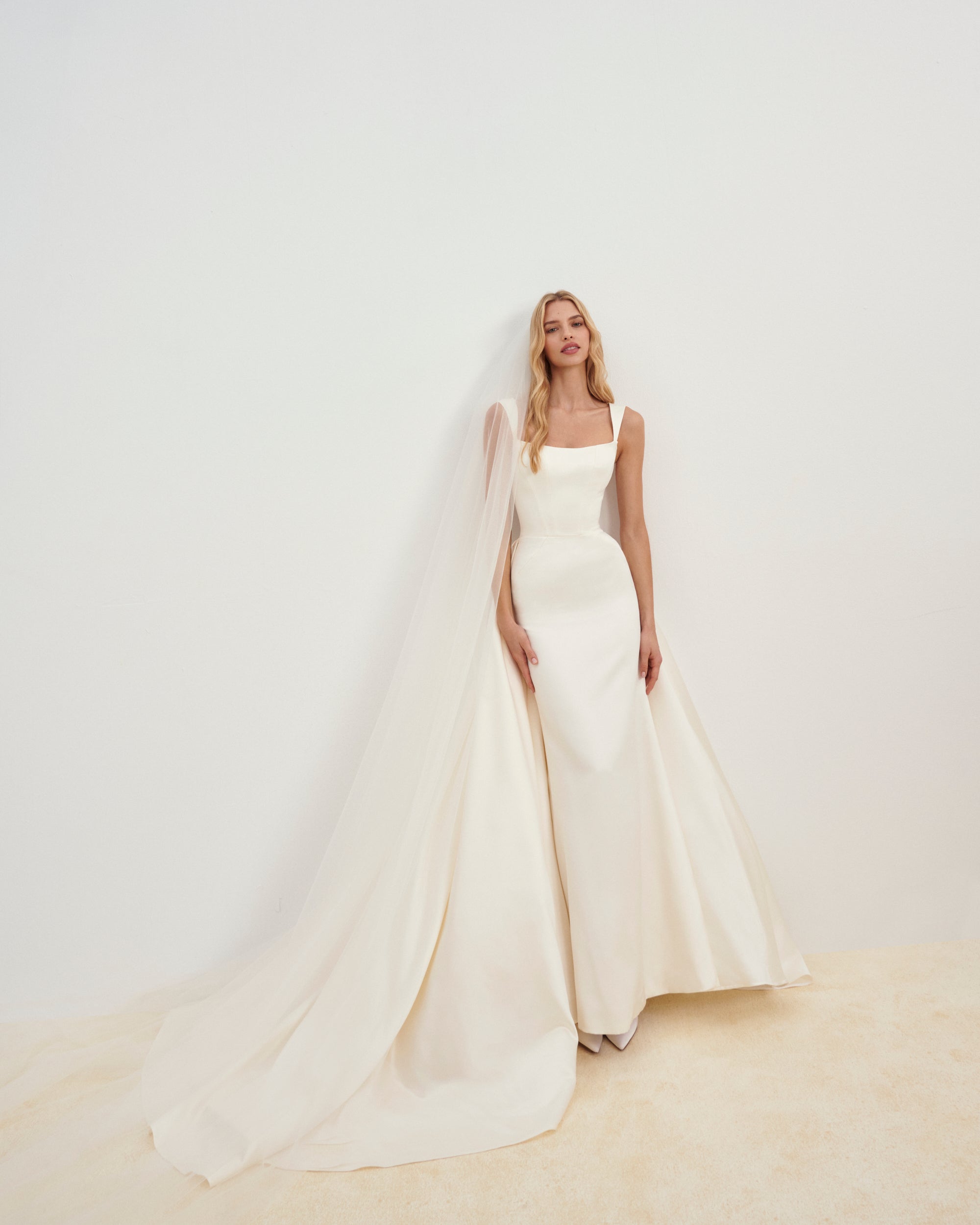 Square-Neck Fit-and-Flare Wedding Dress Kleinfeld Bridal