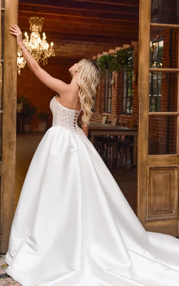 Plus-Size Romantic And Regal Beaded Silk Ball Gown With Slit by Essense of Australia - Image 4