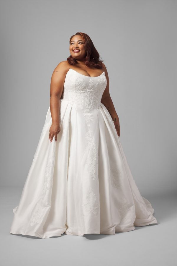 Plus-Size Cat-Eye Lace And Silk Ball Gown With Buttons by Essense of Australia - Image 1