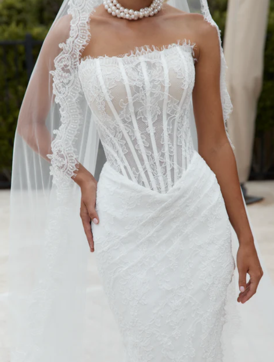 Romantic Lace Fit-And-Flare Wedding Dress With Overskirt by Jane Hill - Image 2