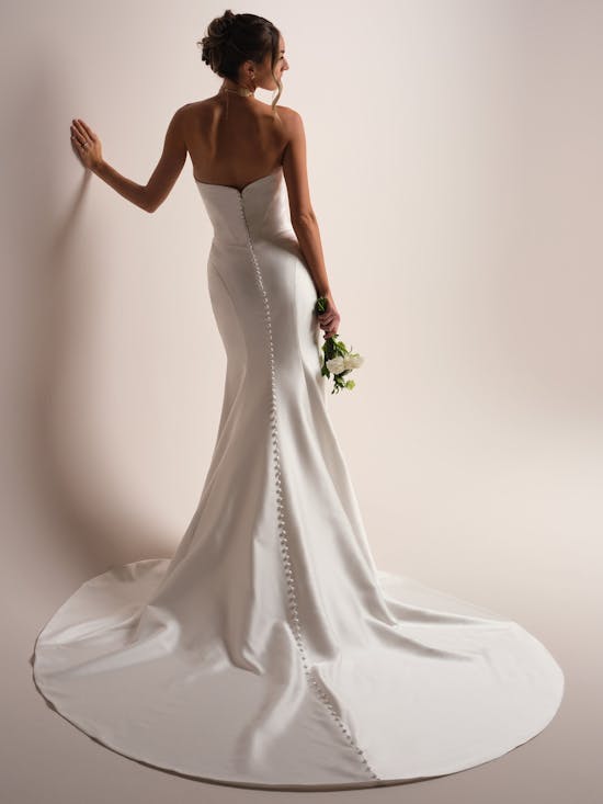 Plus-Size Classic Satin Fit-And-Flare Wedding Dress With Detachable Train by Maggie Sottero - Image 3