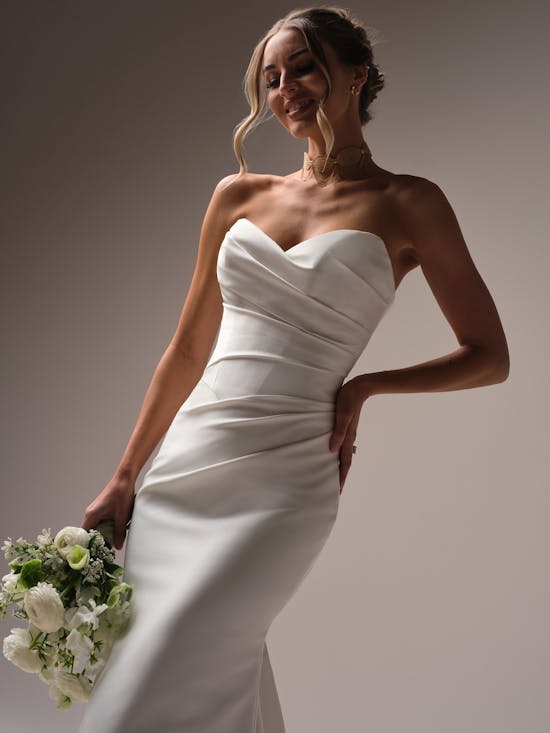 Plus-Size Classic Satin Fit-And-Flare Wedding Dress With Detachable Train by Maggie Sottero - Image 2