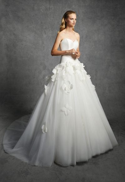 3D Floral Drop-Waist Ball Gown With Detachable Topper And Train by Viktor & Rolf - Image 2
