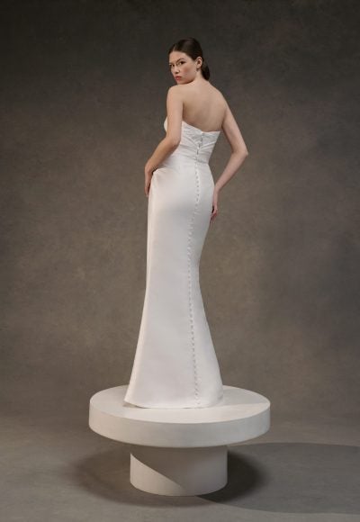Strapless Sheath Wedding Dress With Slit And Buttons by Anne Barge - Image 2