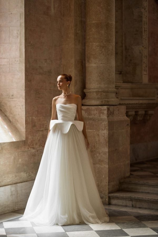 Strapless Silk Tulle Ball Gown With Detachable Peplum by Alon Livné - Image 1