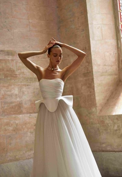 Strapless Silk Tulle Ball Gown With Detachable Peplum by Alon Livné - Image 2