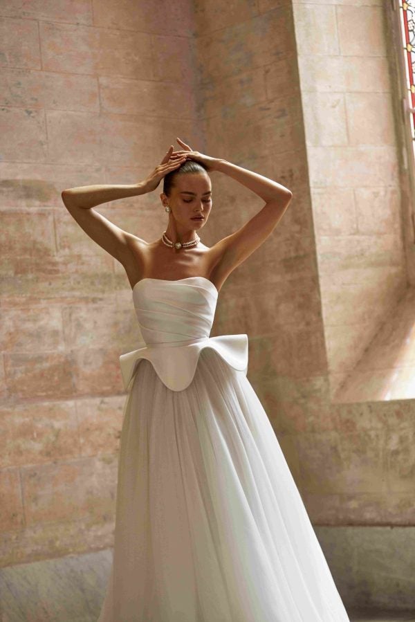 Strapless Silk Tulle Ball Gown With Detachable Peplum by Alon Livné - Image 2