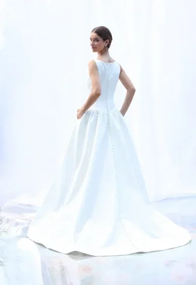 High-Neck Satin Ball Gown With Buttons by Augusta Jones - Image 2