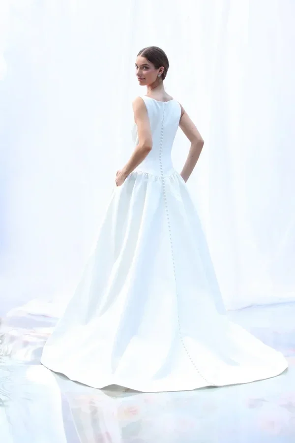 High-Neck Satin Ball Gown With Buttons by Augusta Jones - Image 2