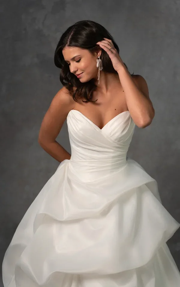Strapless Silk Organza Ball Gown With Pick-Ups by Essense of Australia - Image 2